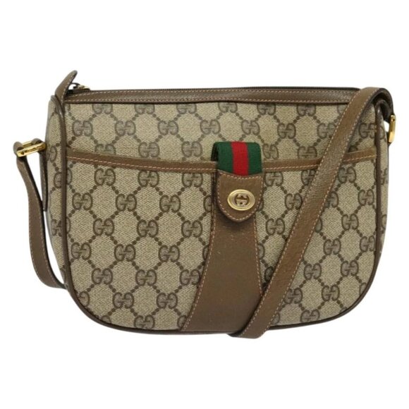 GUCCI GG Supreme Web Sherry Line Shoulder Bag PVC Beige 89 02 032 Auth 135357 - Picture 1 of 16